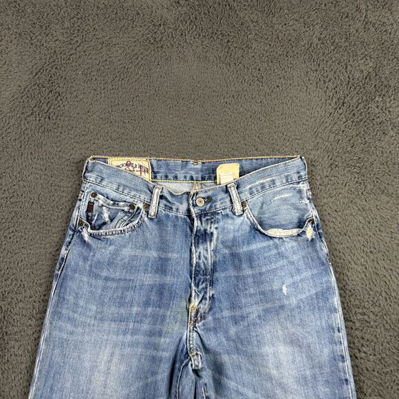 Vtg Abercrombie & Fitch Jeans Mens 30x32 Blue Bootcut Distressed Light Wash Y2K - Picture 2 of 16